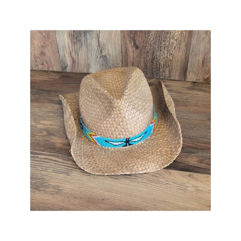 GoldCoast Sunwear Woven Cowboy Hat with Colorful Beaded Band OS M554